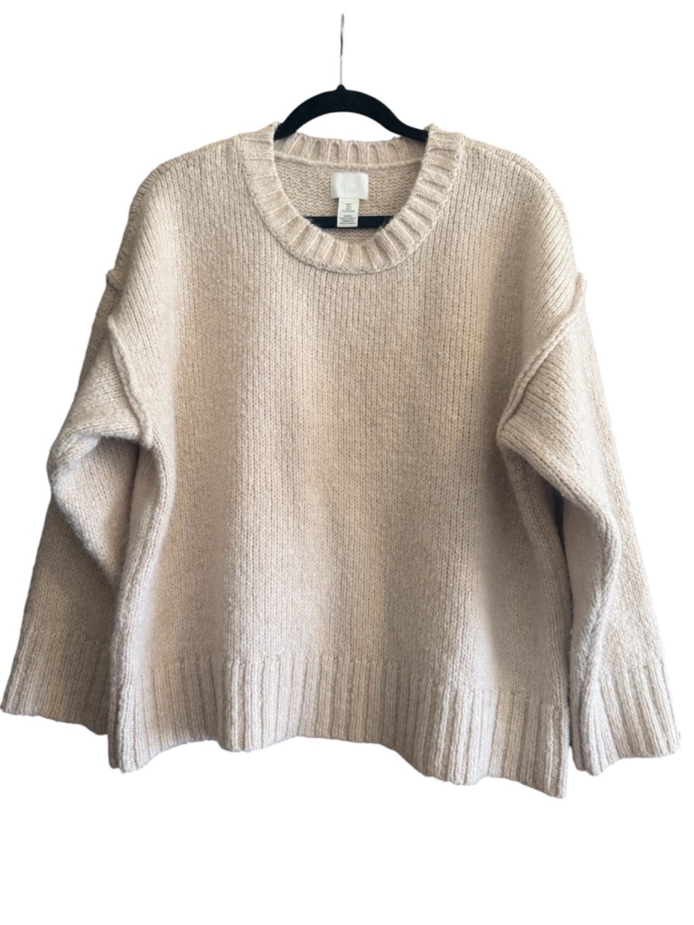 H&M Cozy Rib‑Knit Sweater – Size L (Fits S–M Oversized or L True‑to‑Size)